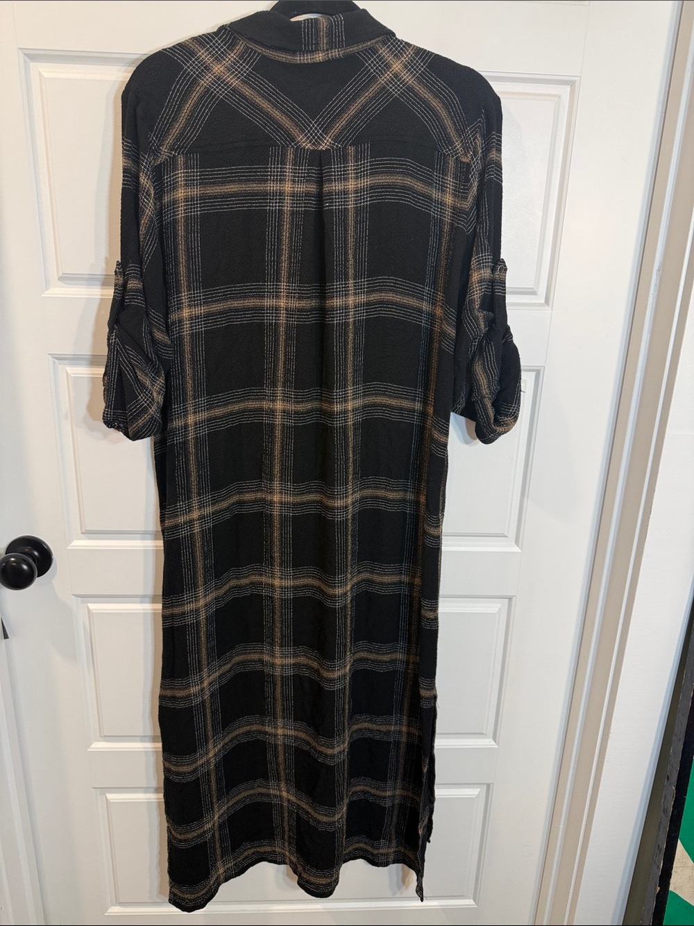 Cloth & Stone Long Sleeve Duster in Maple Wood Plaid no belt size large - Picture 6 of 6
